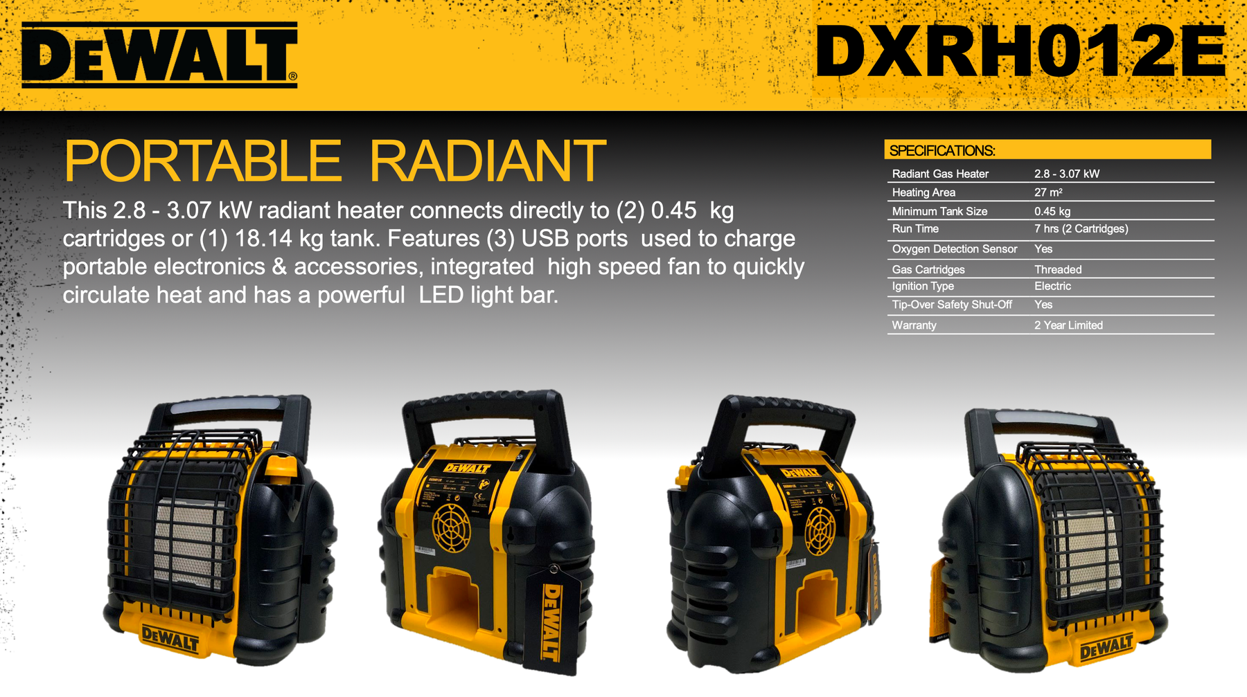 NIEUW DeWALT DXRH012E - Portable radiant heater.